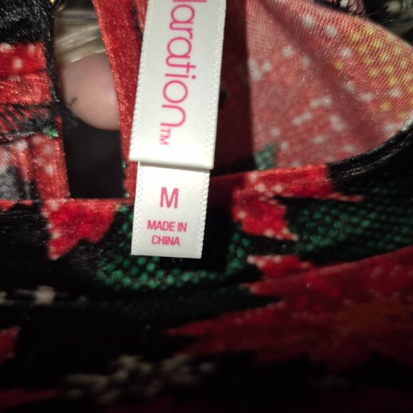 Xhilaration Velvety Black Poinsettia Dress Size Medium - Picture 3 of 7